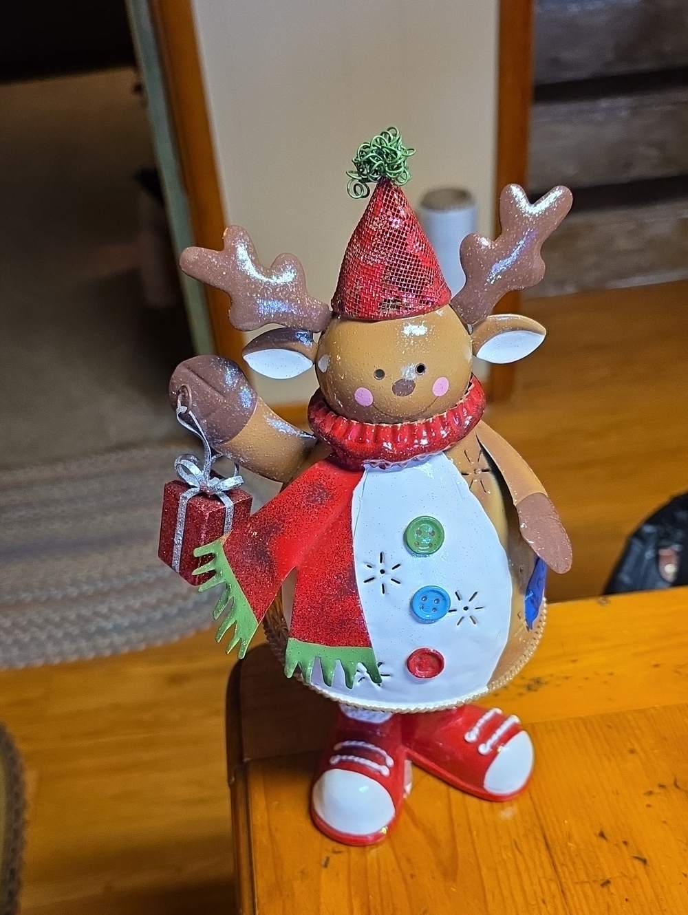 Kohl's Red and Green Holiday Tin Reindeer Table Figurine